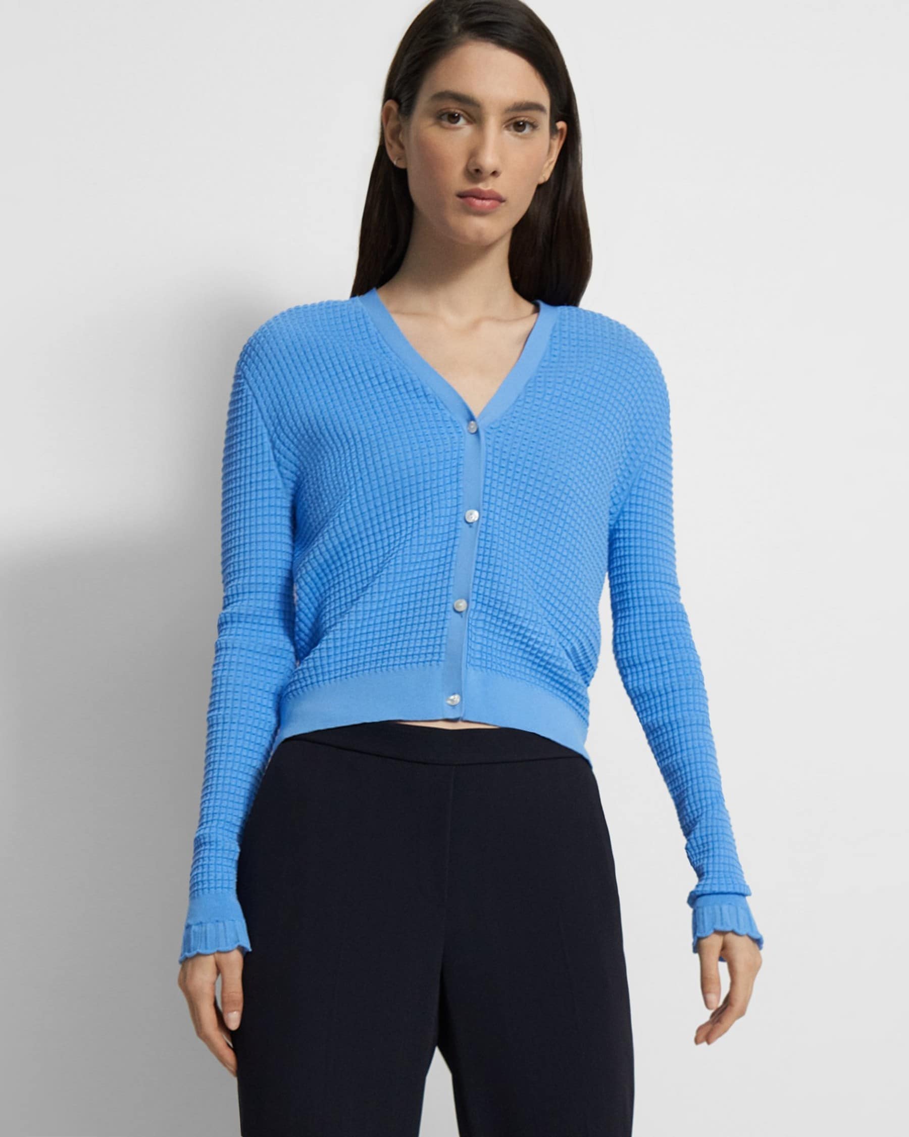 7. Theory V-Neck Cardigan in Cotton Blend Theory V-Neck Cardigan in Cotton Blend