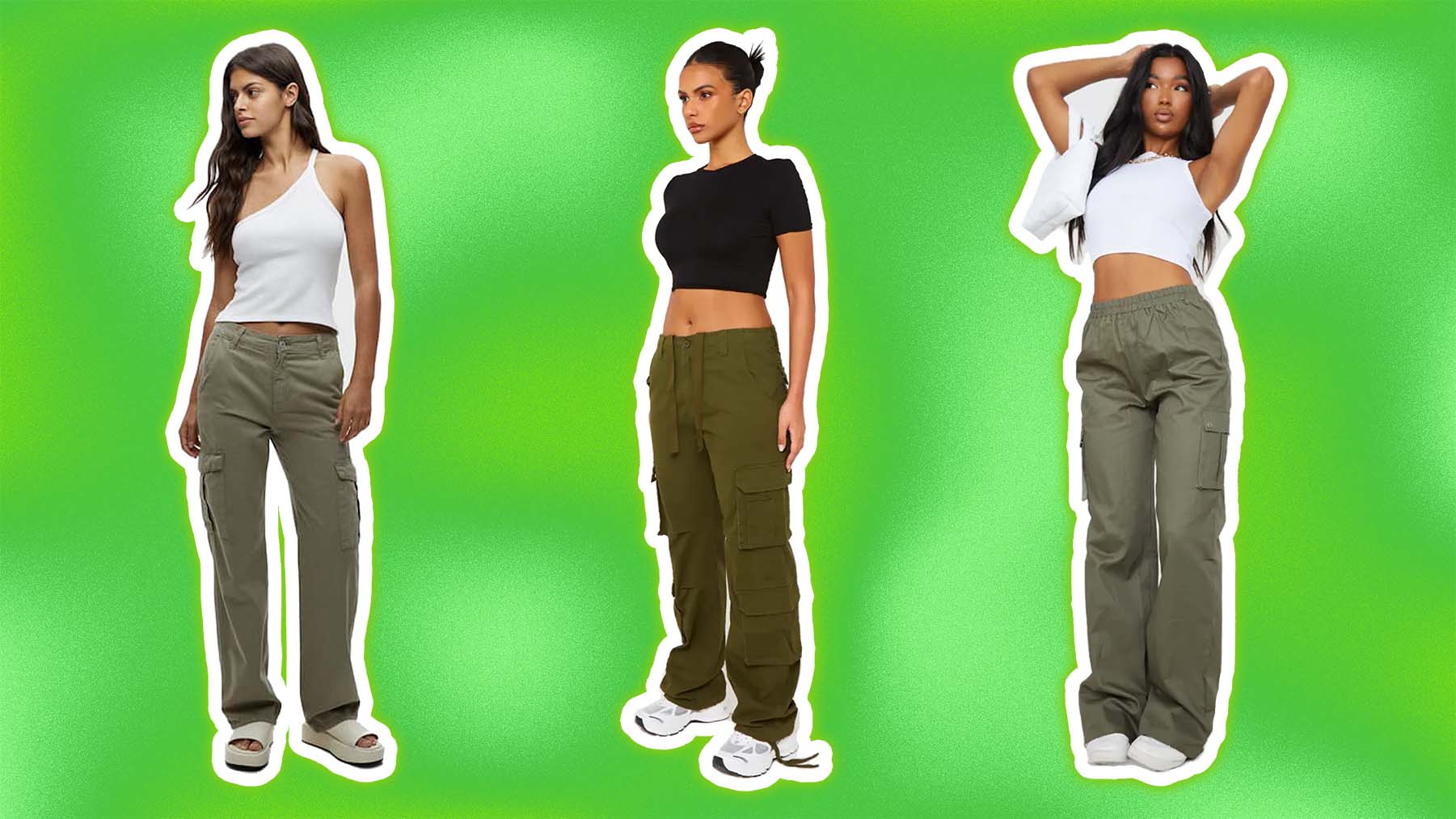 Women's High Waisted Button Side Flap Pocket Flare Casual Cargo Pants -  Halara