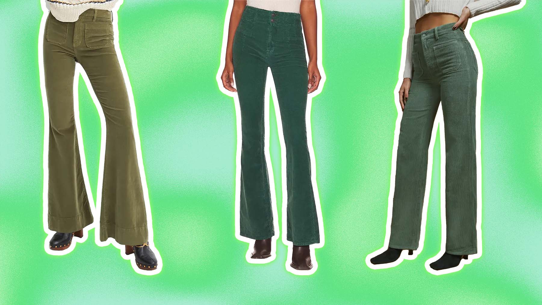 Corduroy pants: High Waisted Green Corduroy pants