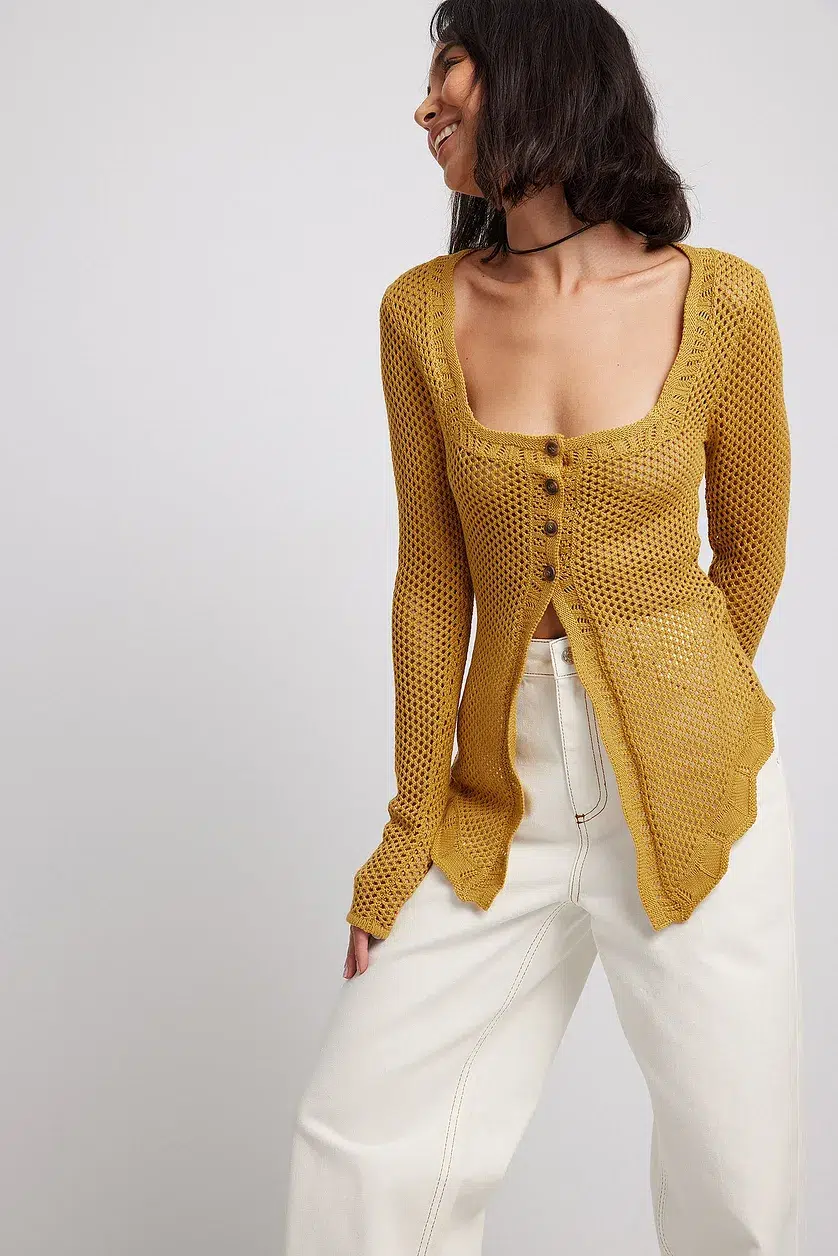 14. NA-KD Long Sleeve Crochet Cardigan