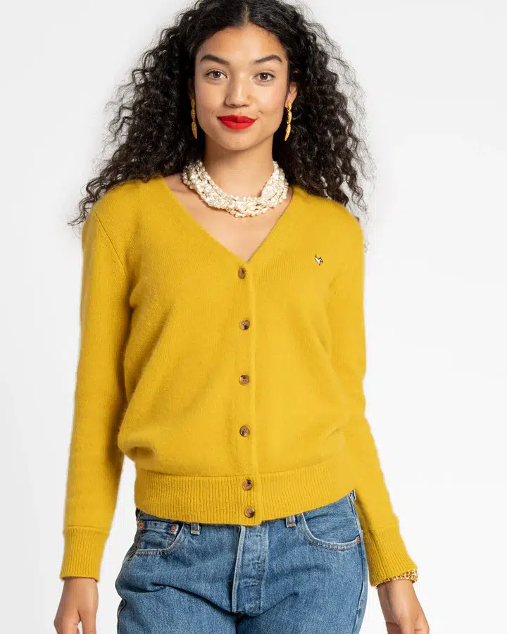9. Frances Valentine Collegiate Sweater in Light Mustard