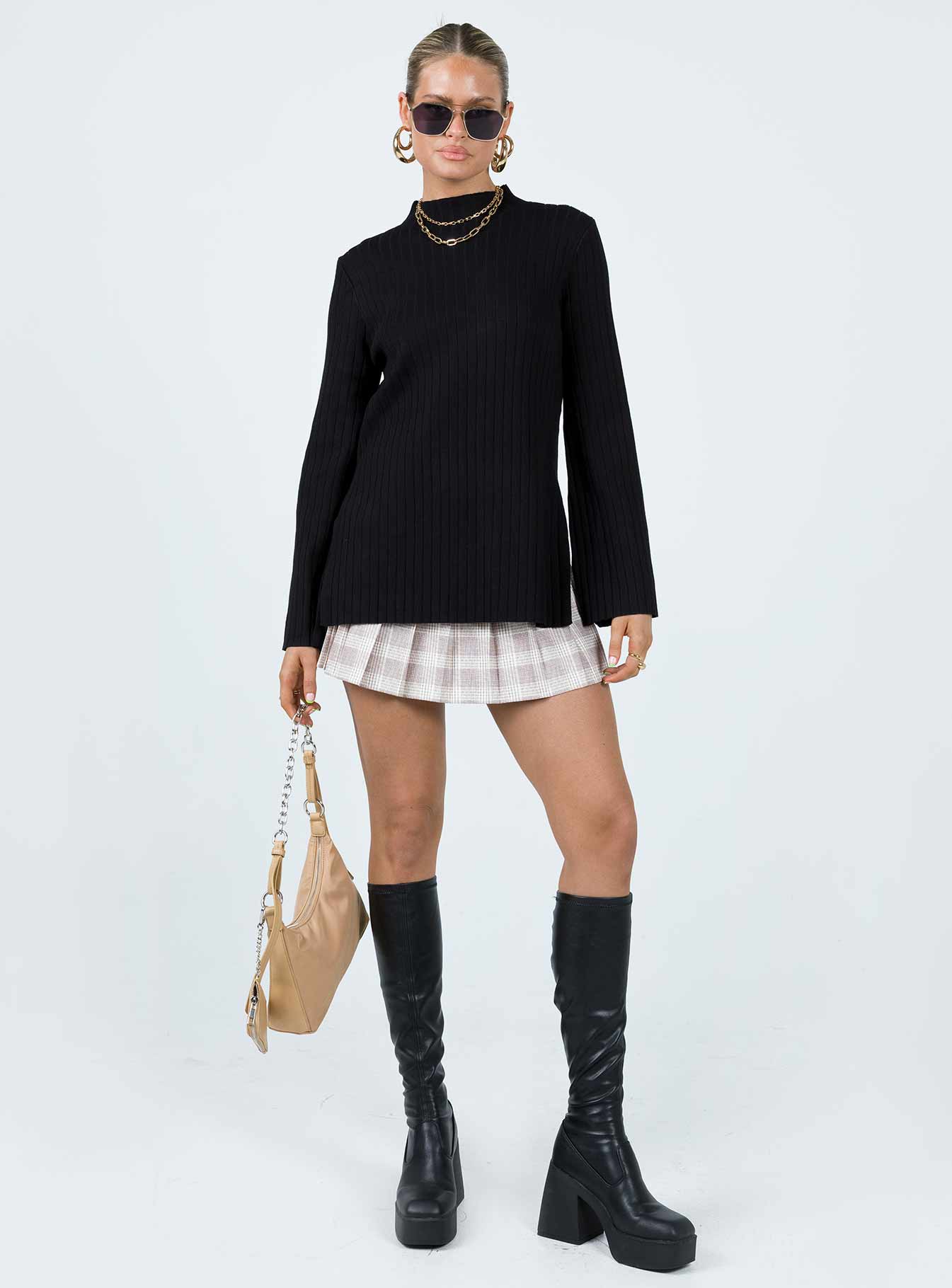 8. Princess Polly Allen Ribbed Black Sweater