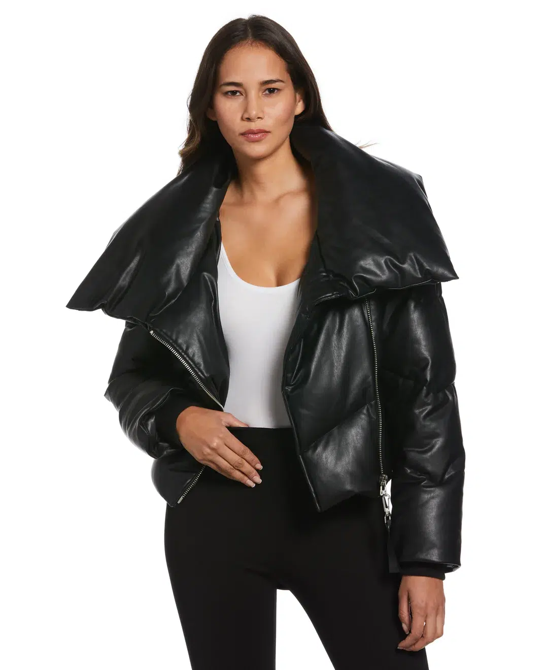 16. Rafaella Vegan Leather Puffer Jacket