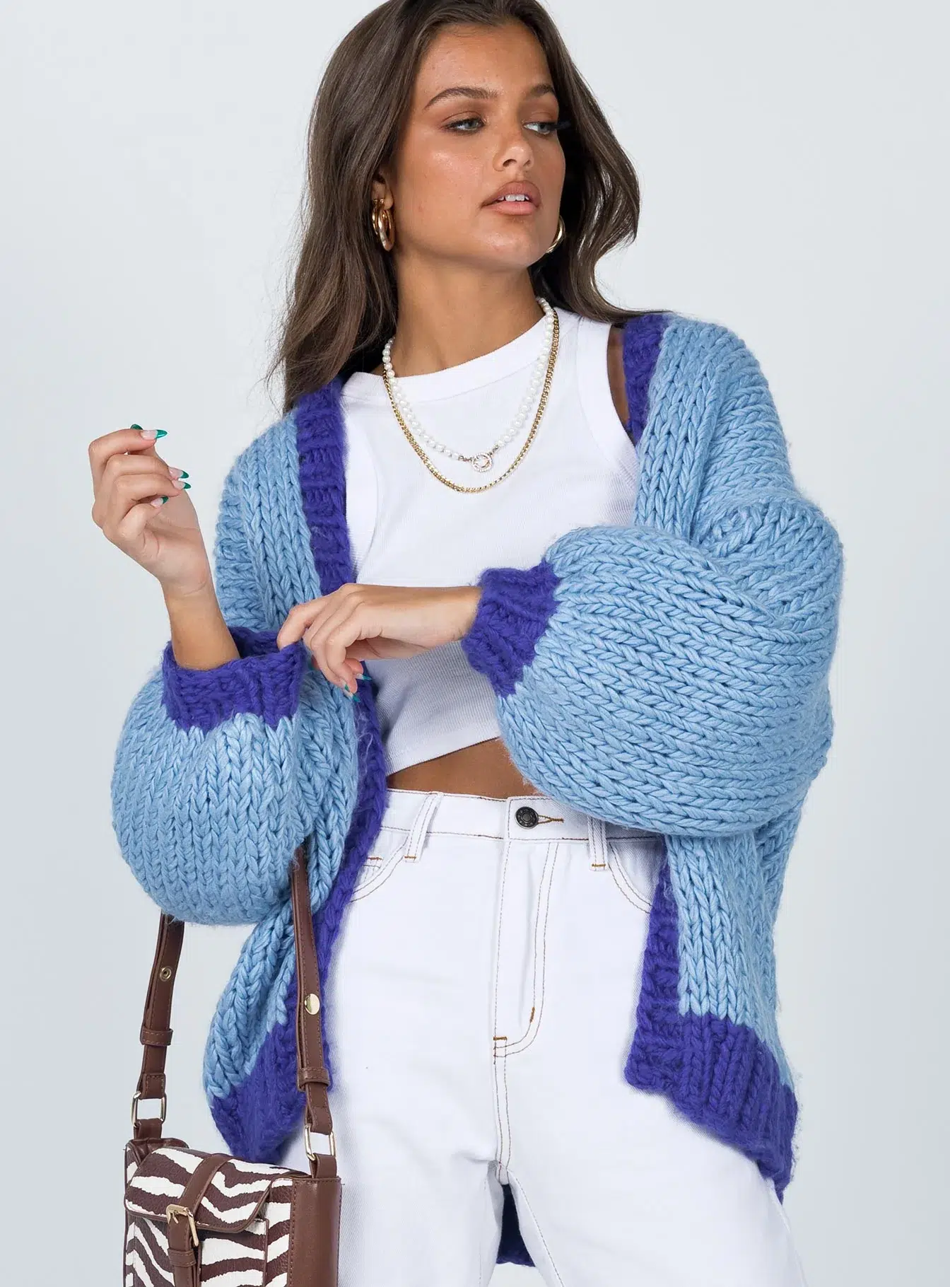 15. Princess Polly Lester Knit Cardigan in Blue