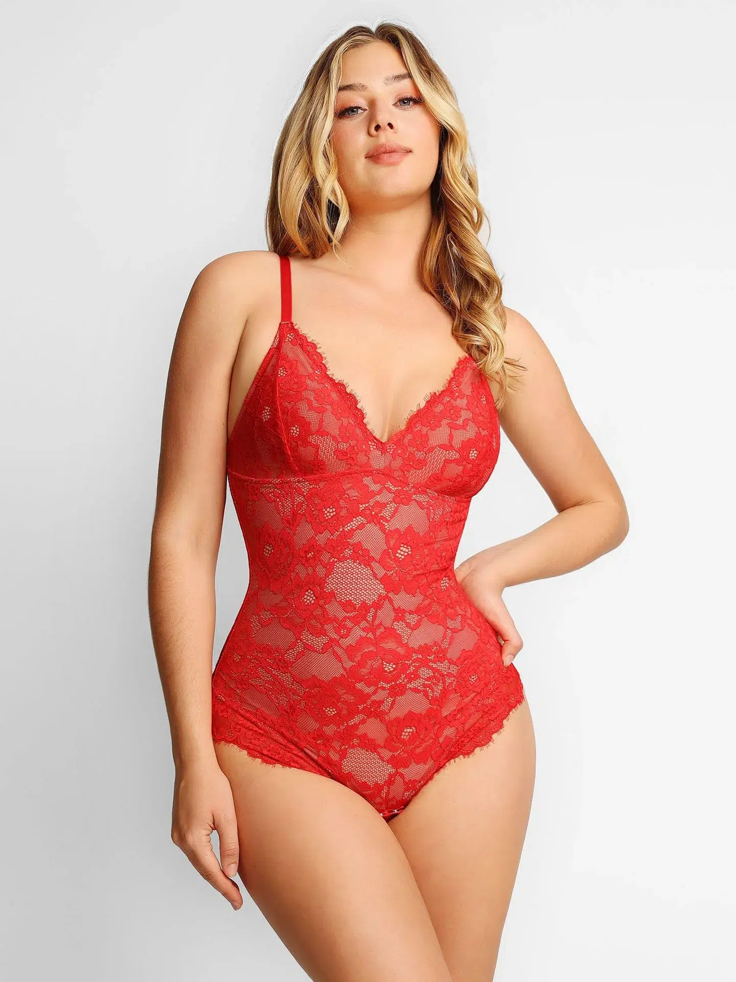 3. Popilush Lace Smooth Firm Control Thong Bodysuit