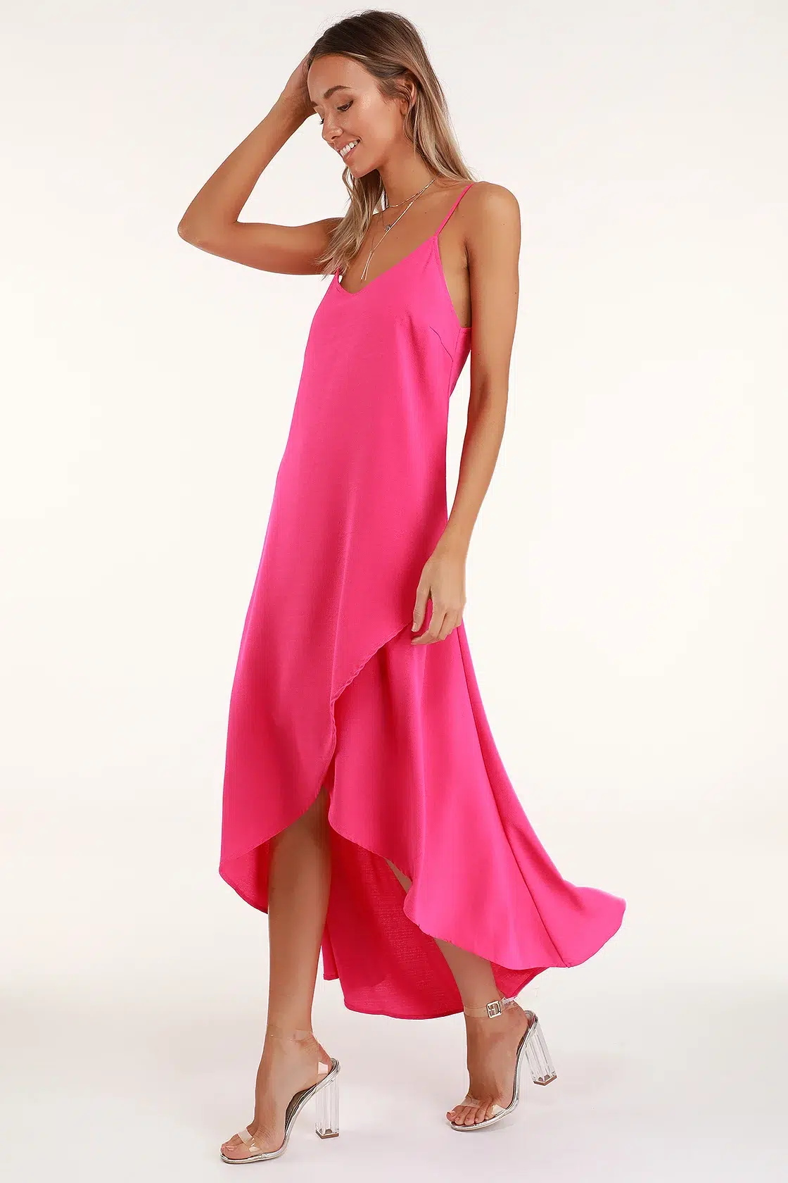 5. Lulus Bright Pink Maxi Dress