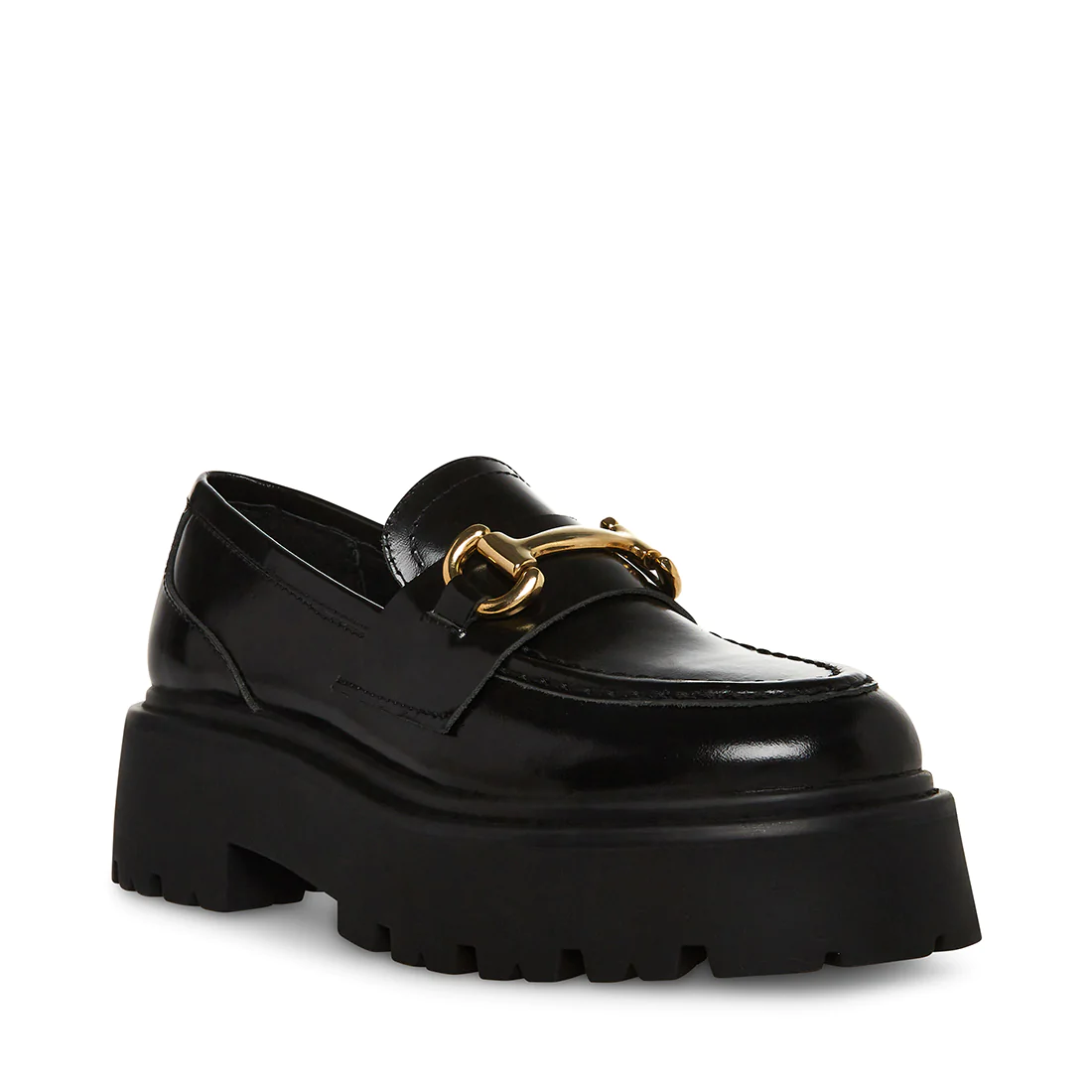 1. Steve Madden Roux Black Leather Platform Loafers