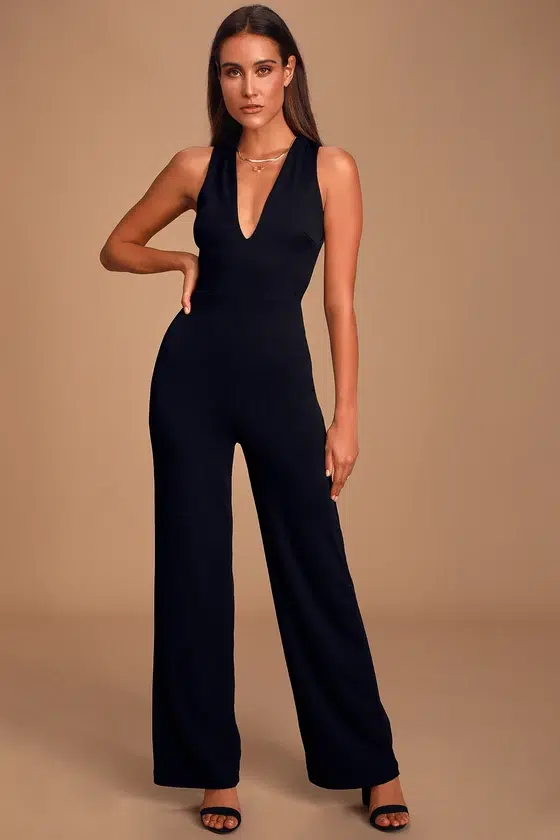 4. Lulus Thinking Out Loud Black Backless Jumpsuit